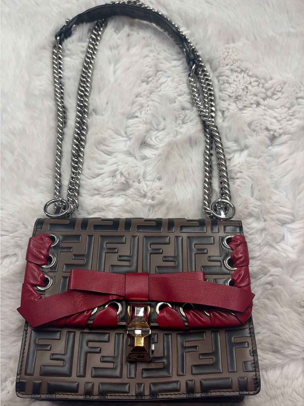 Fendi red canai Small Shoulder Bag